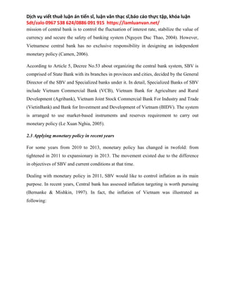 Monetary policy in Vietnam and impacts of interest rate on the economy ...