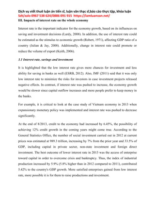 Monetary policy in Vietnam and impacts of interest rate on the economy ...