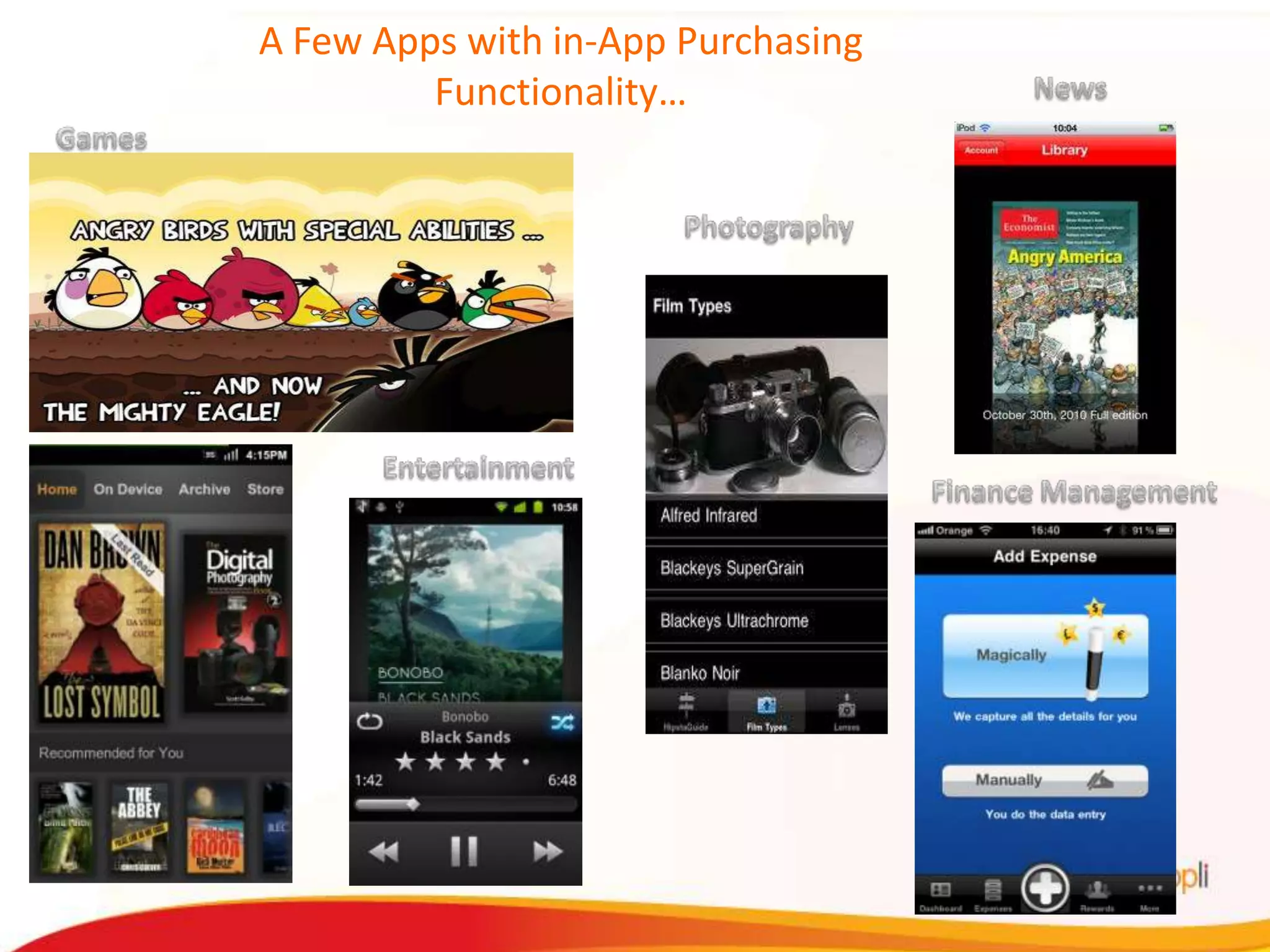 A Few Apps with in-App Purchasing
         Functionality…
 