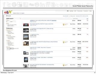 Social Media Social Networks




    laurelpapworth.com
Wednesday, 7 April 2010                                  18
 
