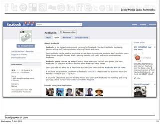 Social Media Social Networks




    laurelpapworth.com
Wednesday, 7 April 2010                                  53
 