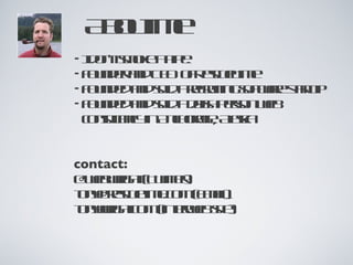 About me I don’t smoke a pipe. Founder and CEO of RescueTime Founded and sold a recruiting software startup Founded and sold a 20ish person web consultancy in Anchorage, Alaska contact:  @webwright (Twitter) tony@rescuetime.com (Email) tonywright.com (interweb site) 