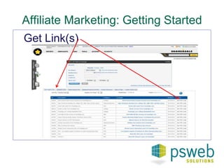 Affiliate Marketing: Getting Started 
Get Link(s) 
 