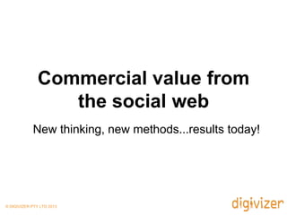 Commercial value from
                  the social web
            New thinking, new methods...results today!




© DIGIVIZER PTY LTD 2013
 