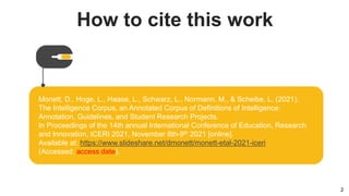 How to cite this work
Monett, D., Hoge, L., Haase, L., Schwarz, L., Normann, M., & Scheibe, L. (2021).
The Intelligence Co...