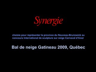 Synergie choisie pour représenter la province du Nouveau-Brunswick au concours International de sculpture sur neige Carnaval d’hiver  Bal de neige Gatineau 2009, Québec 