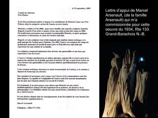 Lettre d’appui de Marcel Arsenault, (de la famille Arsenault) qui m’a commisionnée pour cette oeuvre du 1934, Rte 133 Grand-Barachois N.-B. 