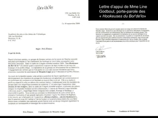 Lettre d’appui de Mme Line Godbout, porte-parole des «  Hookeuses du Bor ' de ' lo »  