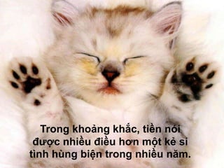 Trong khoảng khắc, tiền nói được nhiều điều hơn một kẻ si tình hùng biện trong nhiều năm.