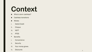 presentation on the Cashless money and its pros and cons | PPTX