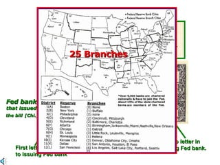 Dollar Decoded Fed bank that issued the bill   [Chi.] Bills  are  crowded  with  numbers  and letters that help  the  U.S. Treasury track printing errors & authenticate currency. Here’s  what  many  of  them  mean: Number corresponds to letter in  circle indicating issuing Fed bank. First letter corresponds to issuing Fed bank Last letter tells how many  times serial number has run 25 Branches 