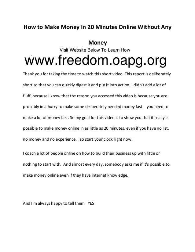 How To Make Money In 20 Minutes Online With Any Money - 