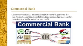 Function of Commercial Bank
• Performance General Utility services
1. Traveler's cheques
2. Locker facility
3. Underwritin...