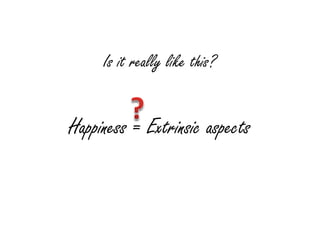 Is it really like this?


Happiness = Extrinsic aspects
 