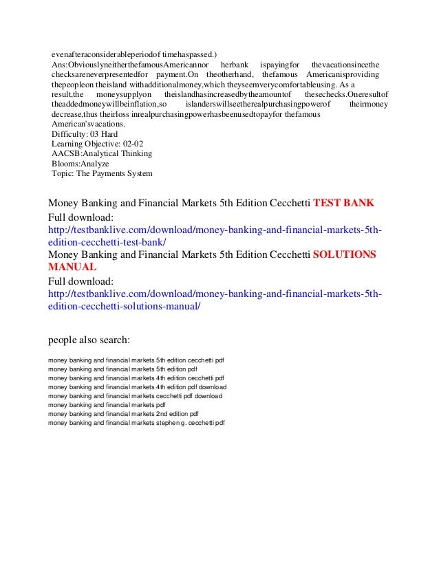 money banking and financial markets cecchetti pdf download