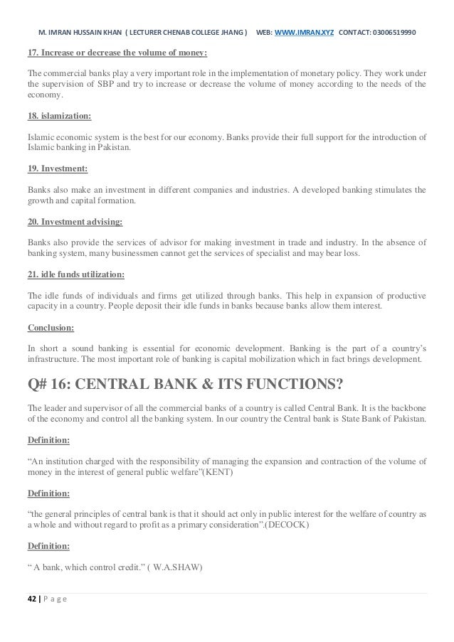 Money & banking notes for students http//www.imran.xyz
