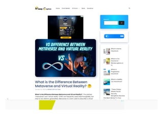 What is the Difference Between Metaverse and Virtual Reality? | PDF