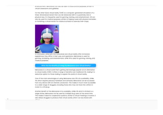 What is the Difference Between Metaverse and Virtual Reality? | PDF