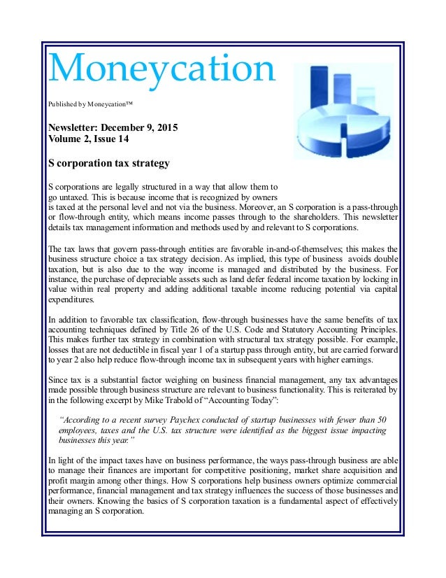 S Corporation Tax Strategy