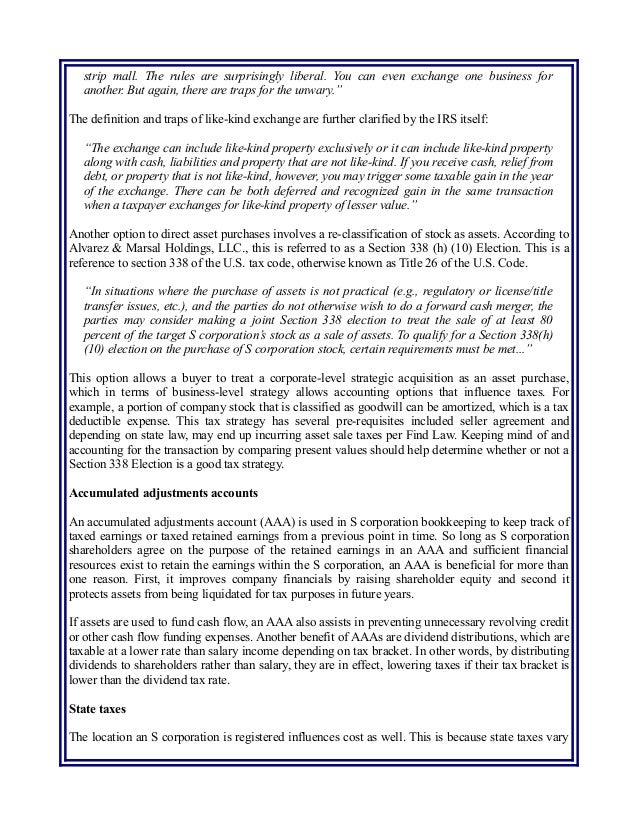 S Corporation Tax Strategy
