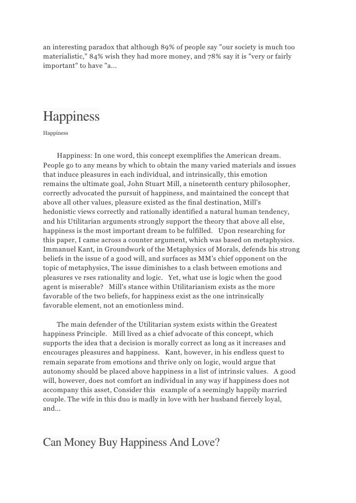 Money can buy happiness yet essay verse