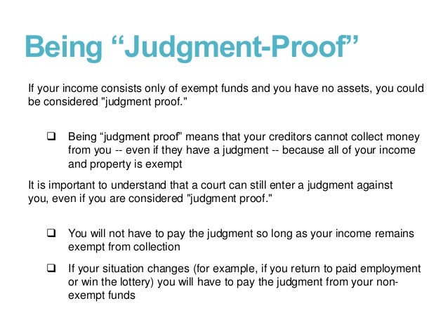 money judgments exempt and nonexempt