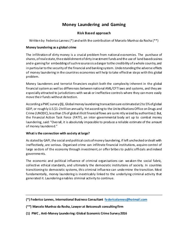 Money Laundering And Gaming V1
