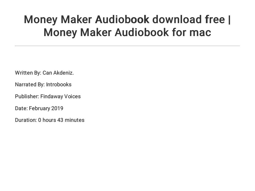 Money Maker Audiobook download free | Money Maker Audiobook for mac