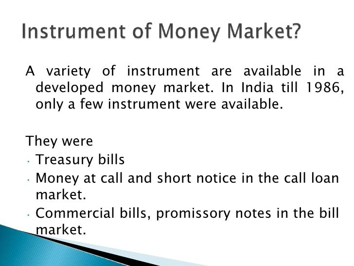 Money market & its instruments