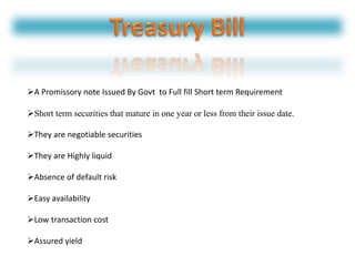 Money market instruments with examples | PPTX