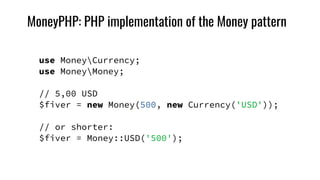 final class Money implements JsonSerializable
{
/** @var string */
private $amount;
/** @var Currency */
private $currency...