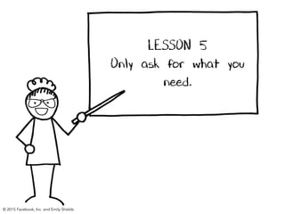 LESSON 5
Only ask for what you
need.
© 2015 Facebook, Inc. and Emily Shields
 