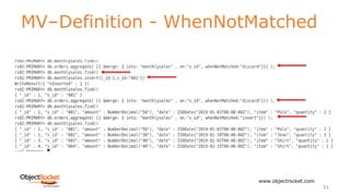 MV–Definition - WhenNotMatched
www.objectrocket.com
51
 