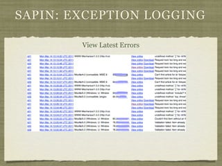 SAPIN: EXCEPTION LOGGING

                     Useful informations:


                 •Source url and parameters

       ...