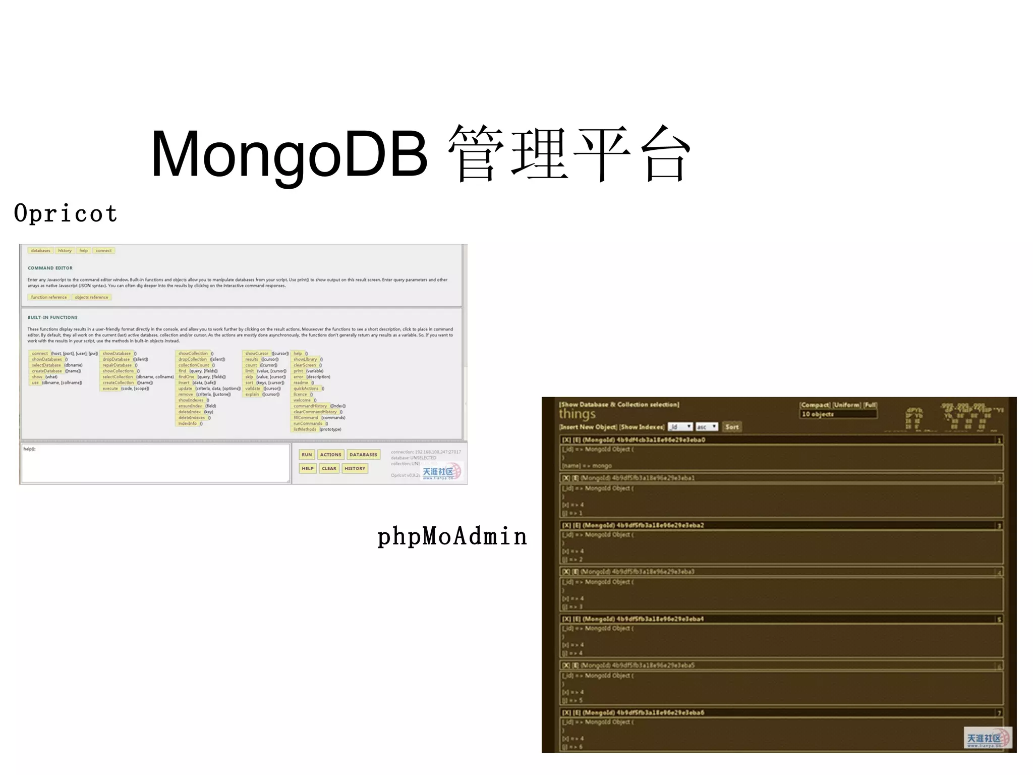 MongoDB 管理平台  Opricot phpMoAdmin 
