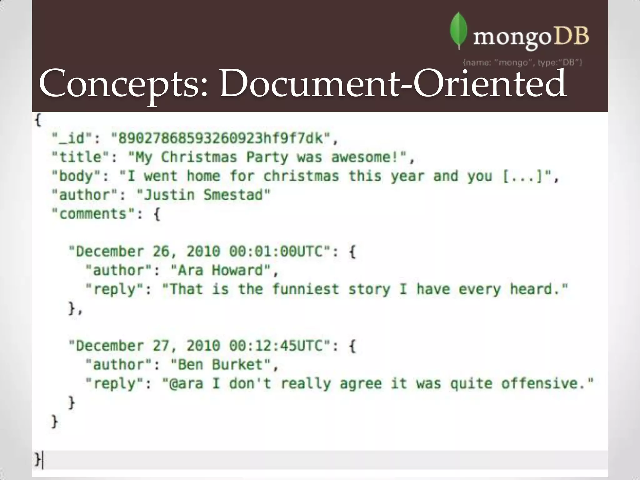 Concepts: Document-Oriented
 