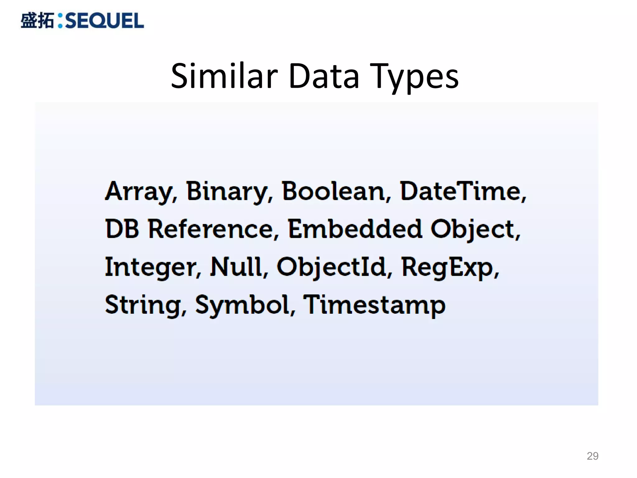 Similar Data Types




                     29
 
