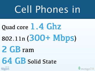 Cell Phones in
Quad core 1.4Ghz
802.11n (300+ Mbps)
2 GB ram
64 GB Solid State
 