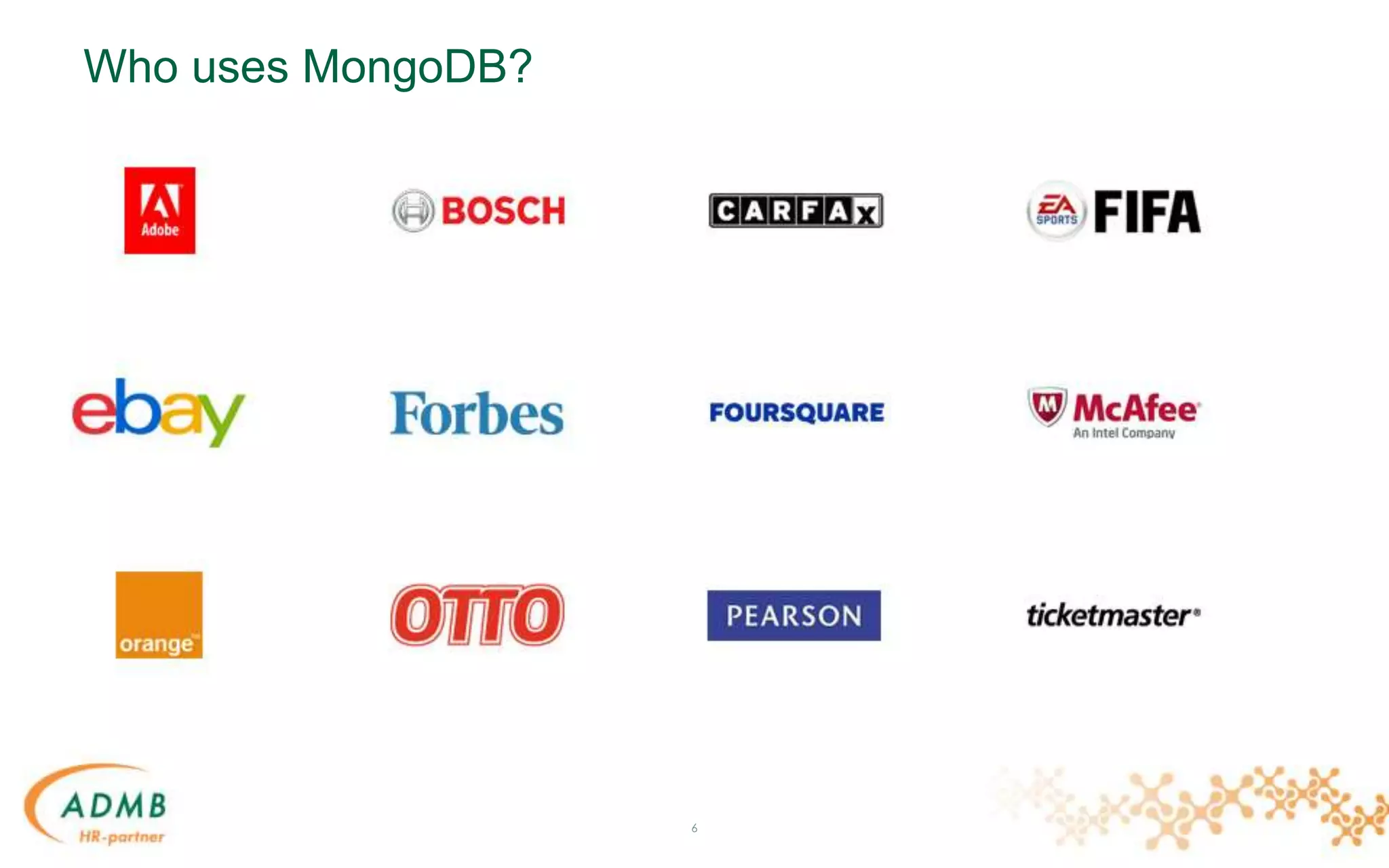 Who uses MongoDB?
6
 