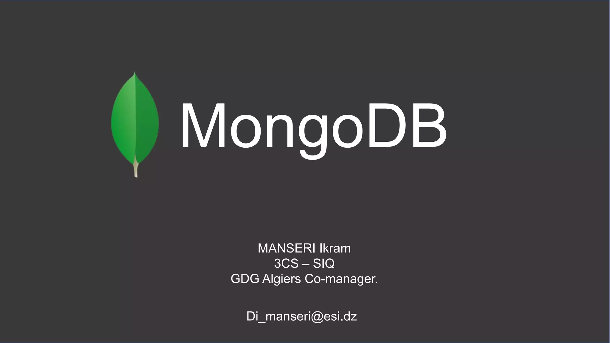 NoSQL with MongoDB | PPTX