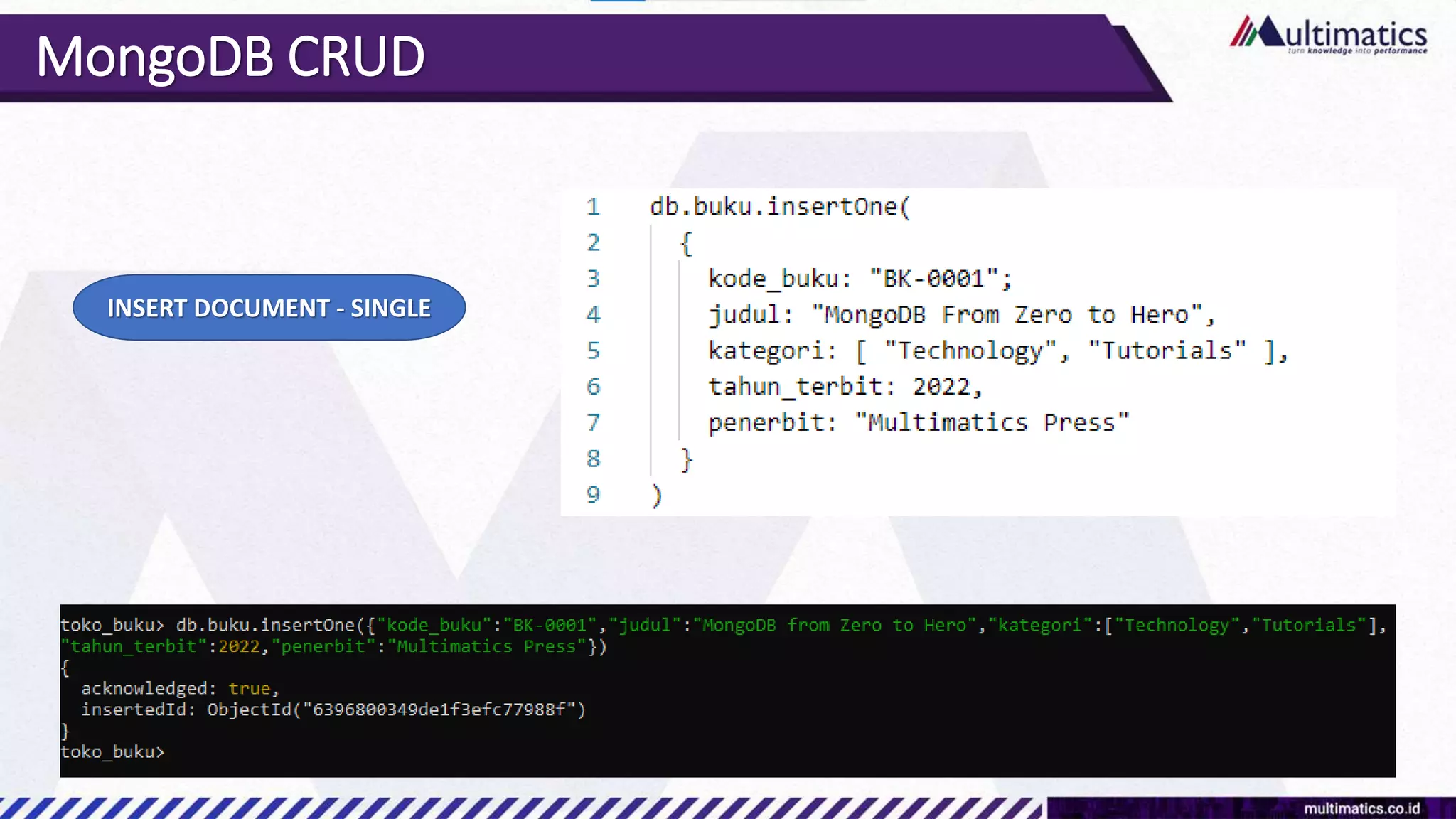 MongoDB CRUD
INSERT DOCUMENT - SINGLE
 