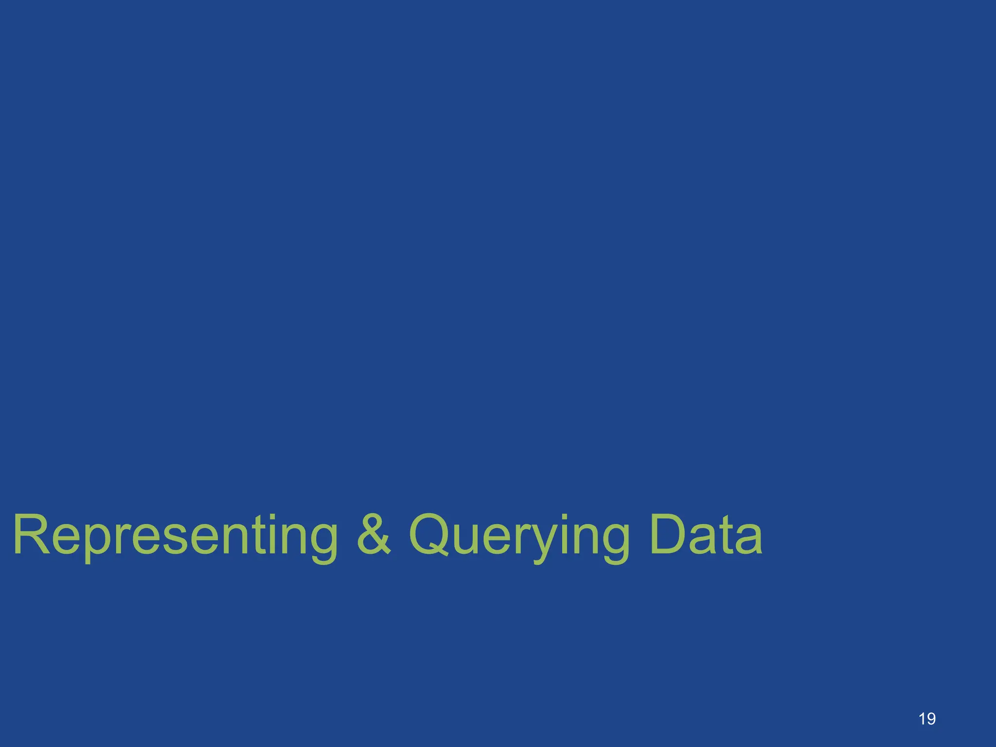 Representing & Querying Data
19
 
