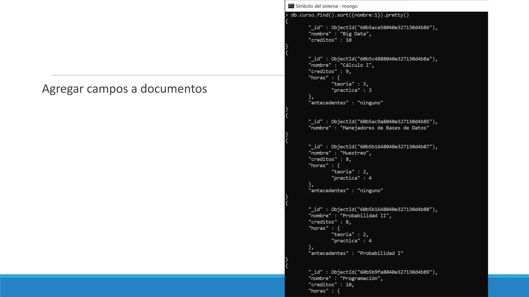 Agregar campos a documentos
 