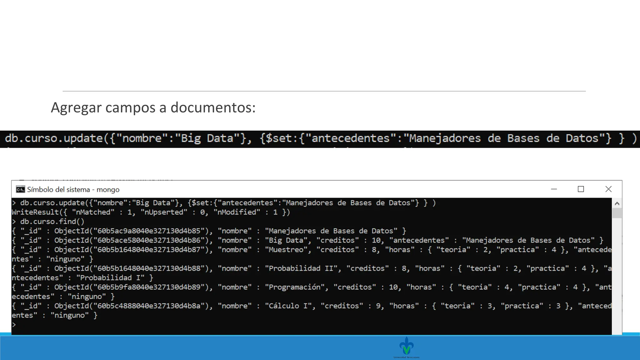 Agregar campos a documentos:
 