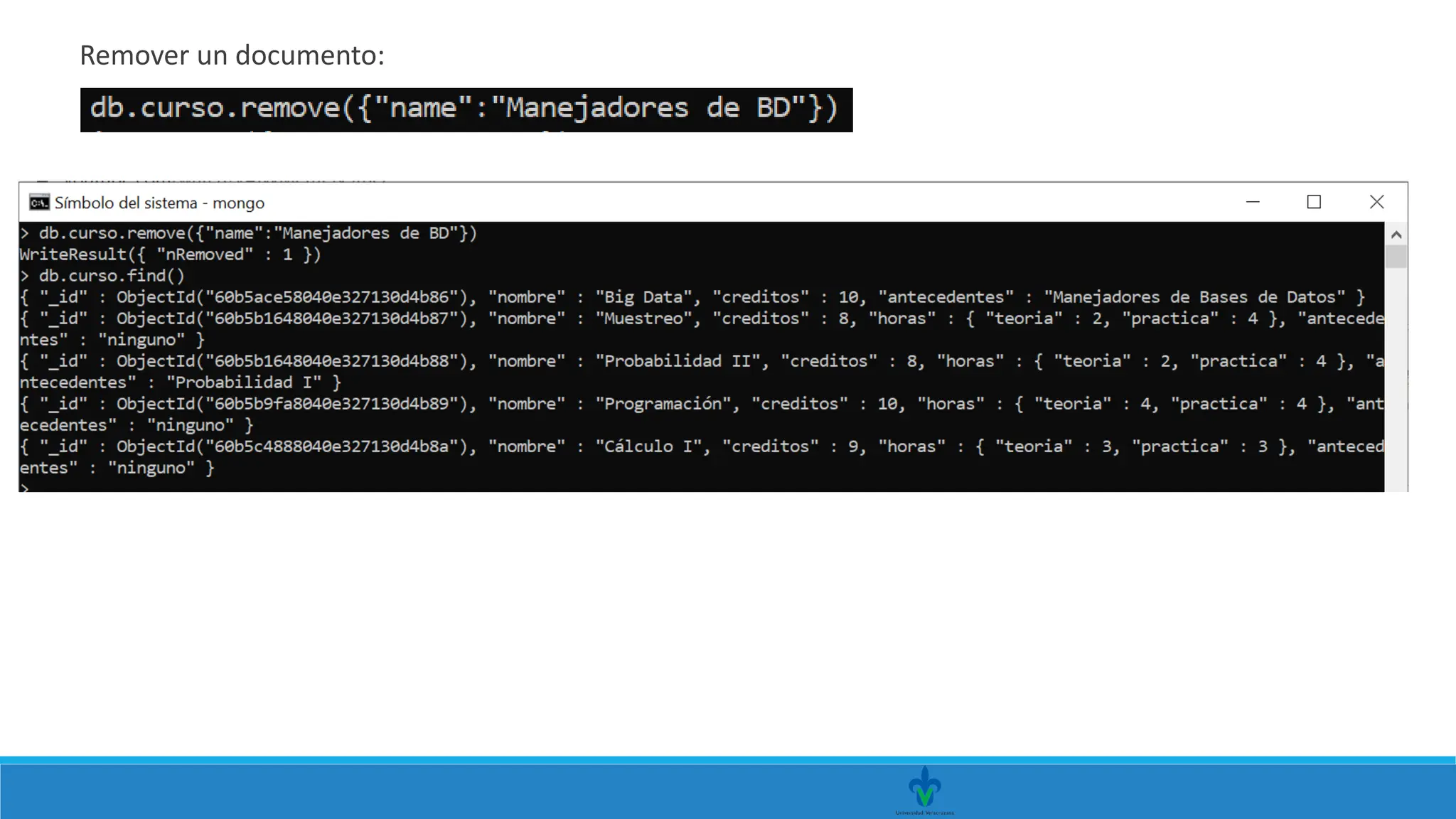 Remover un documento:
 