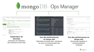Explorateur de
données
Inspection de l'utilisation
des schémas et des index
Vue des performances
en temps réel
Télémétrie en temps réel : opérations
en cours et consommation des
ressources
Vue des performances en
temps réel
Scoring des requêtes et
recommandations
d'indexes
 