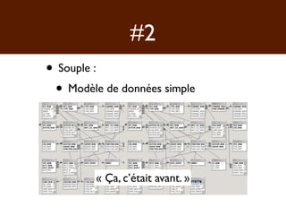 #2
• Souple :
 • Modèle de données simple



         « Ça, c’était avant. »
 