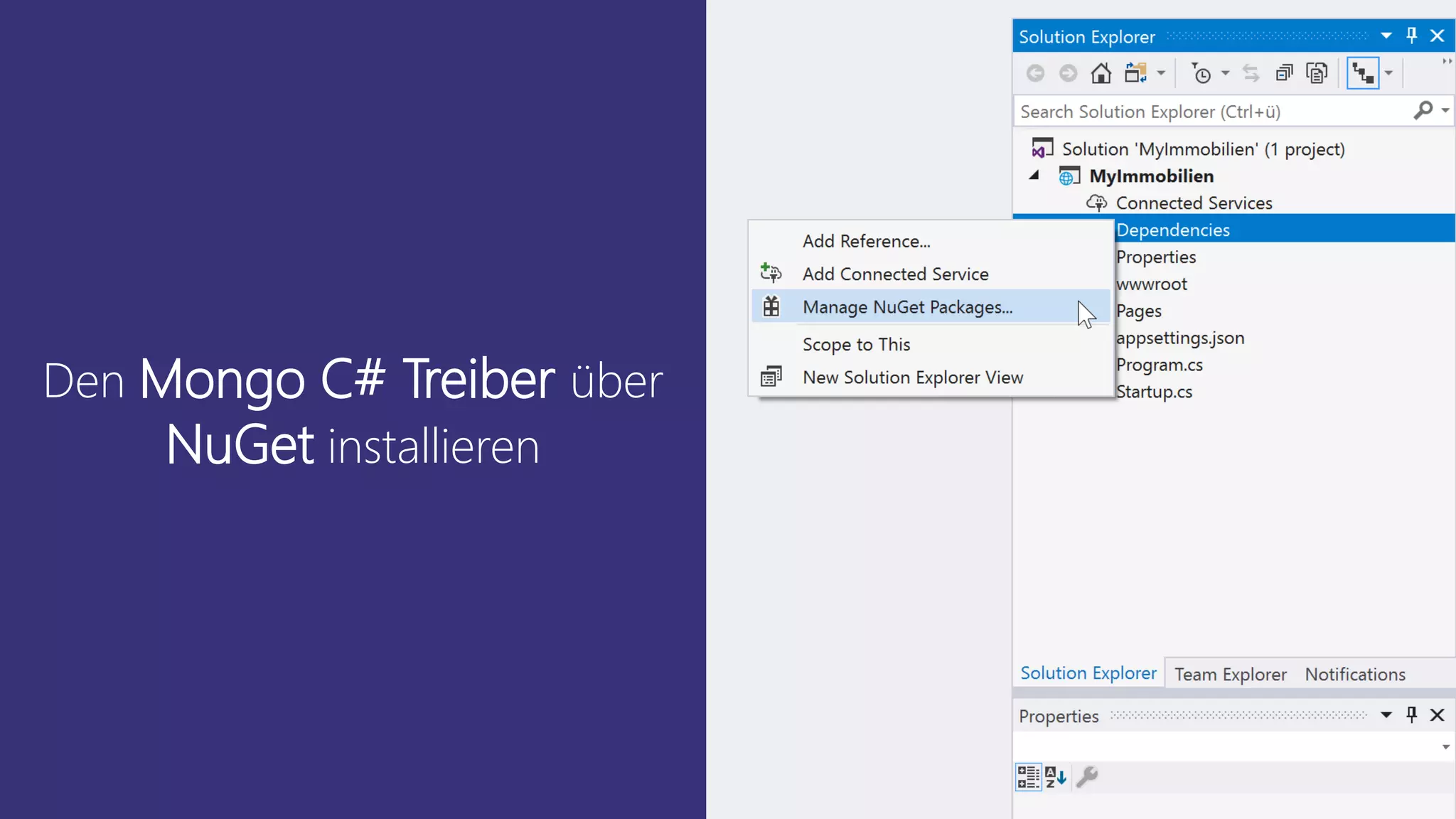 Den Mongo C# Treiber über
NuGet installieren
 
