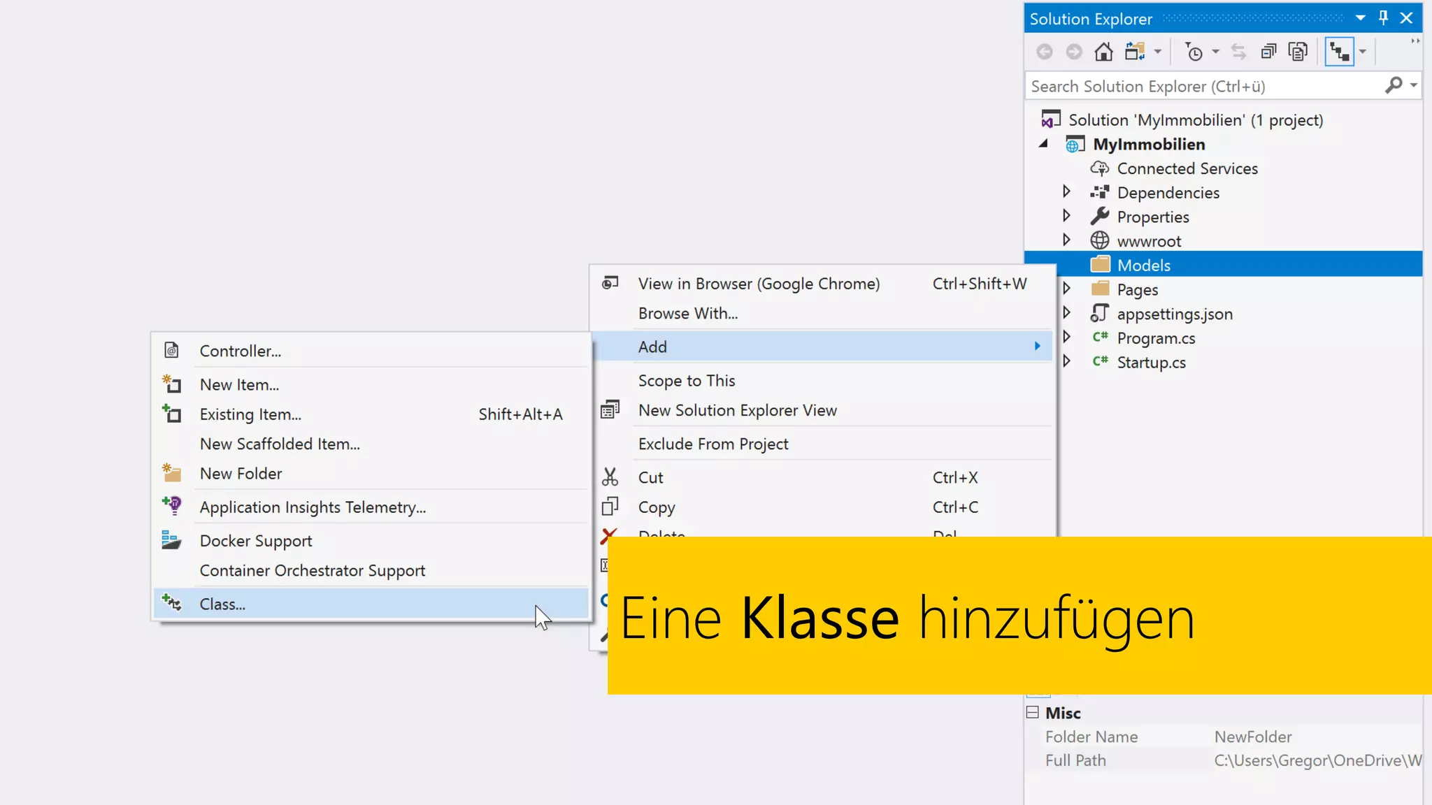 Eine Klasse hinzufügen
 