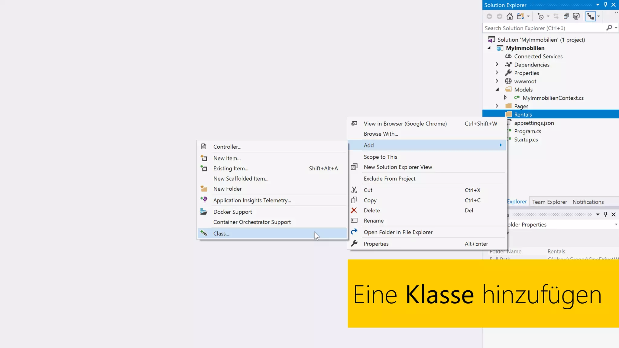 Eine Klasse hinzufügen
 